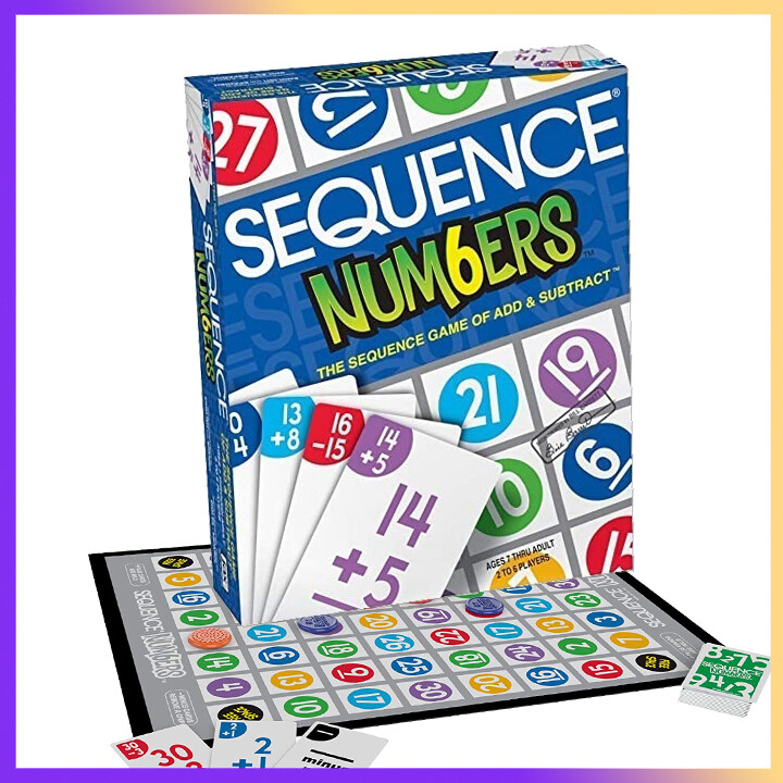 Sequence Numbers Fun Family Classic Game | Add & Subtract Basic Math STEM Board Game | 2-6 Players | Parent-child Kids Toys | Gift for Boys and Girls Ages 6+ | Num6ers