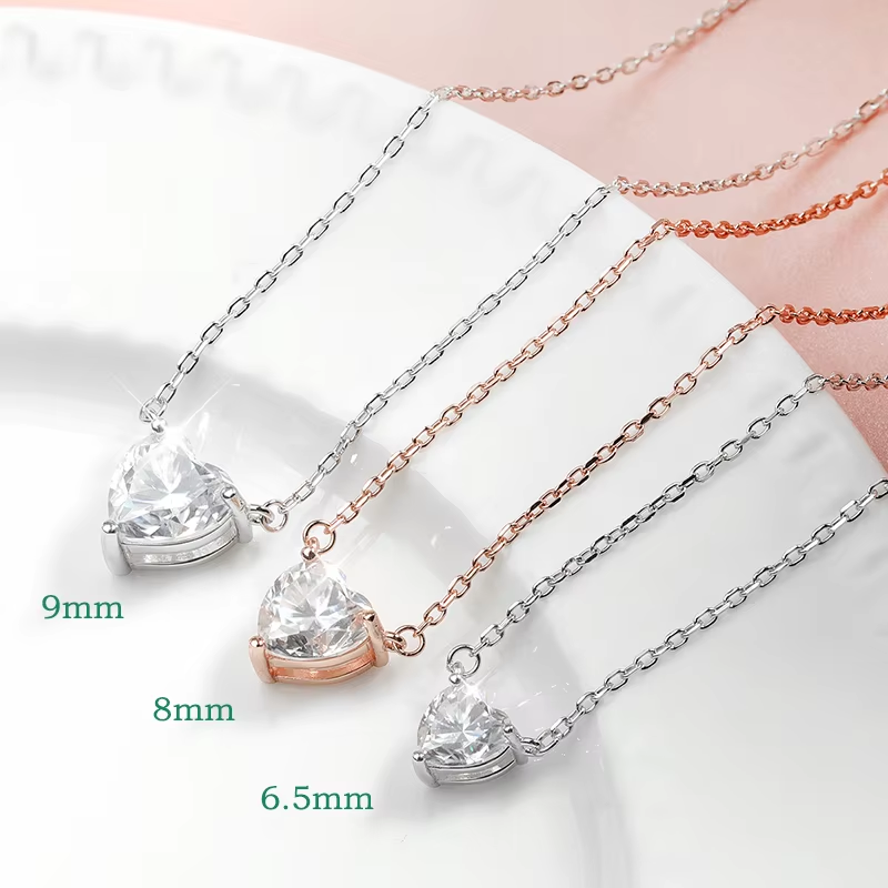 Smyoue 1CT 2CT 3CT Heart Cut Certified Moissanite Necklace for Women 18k Gold Plated Jewelry Sterling Silver S925 Pendant GRA